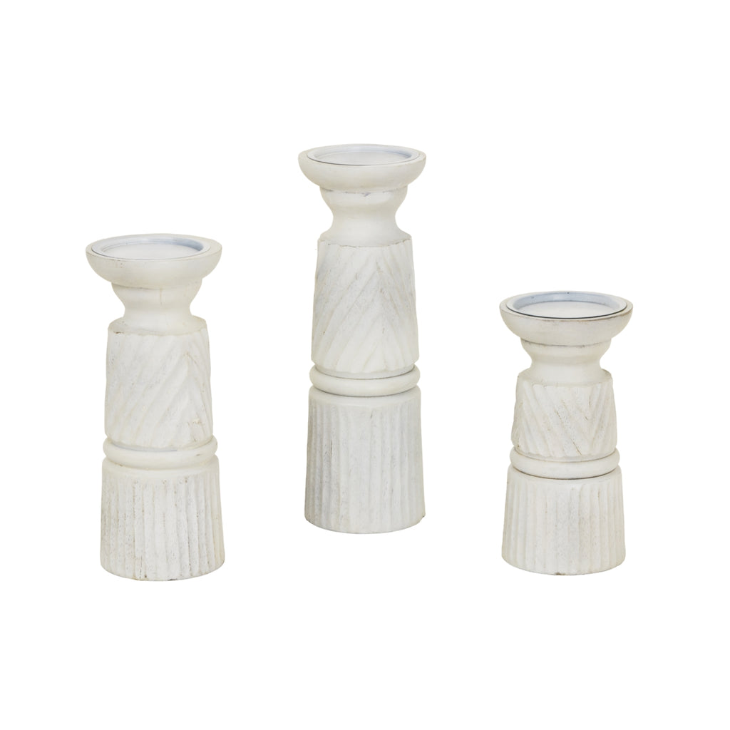 Large White Carved Candle Holder – alternate view 4