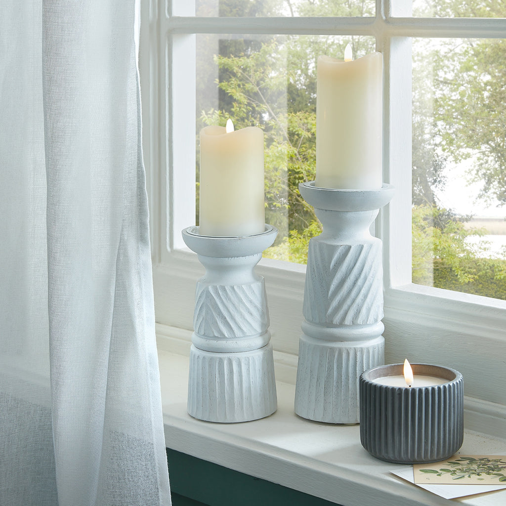 Large White Carved Candle Holder – alternate view 5