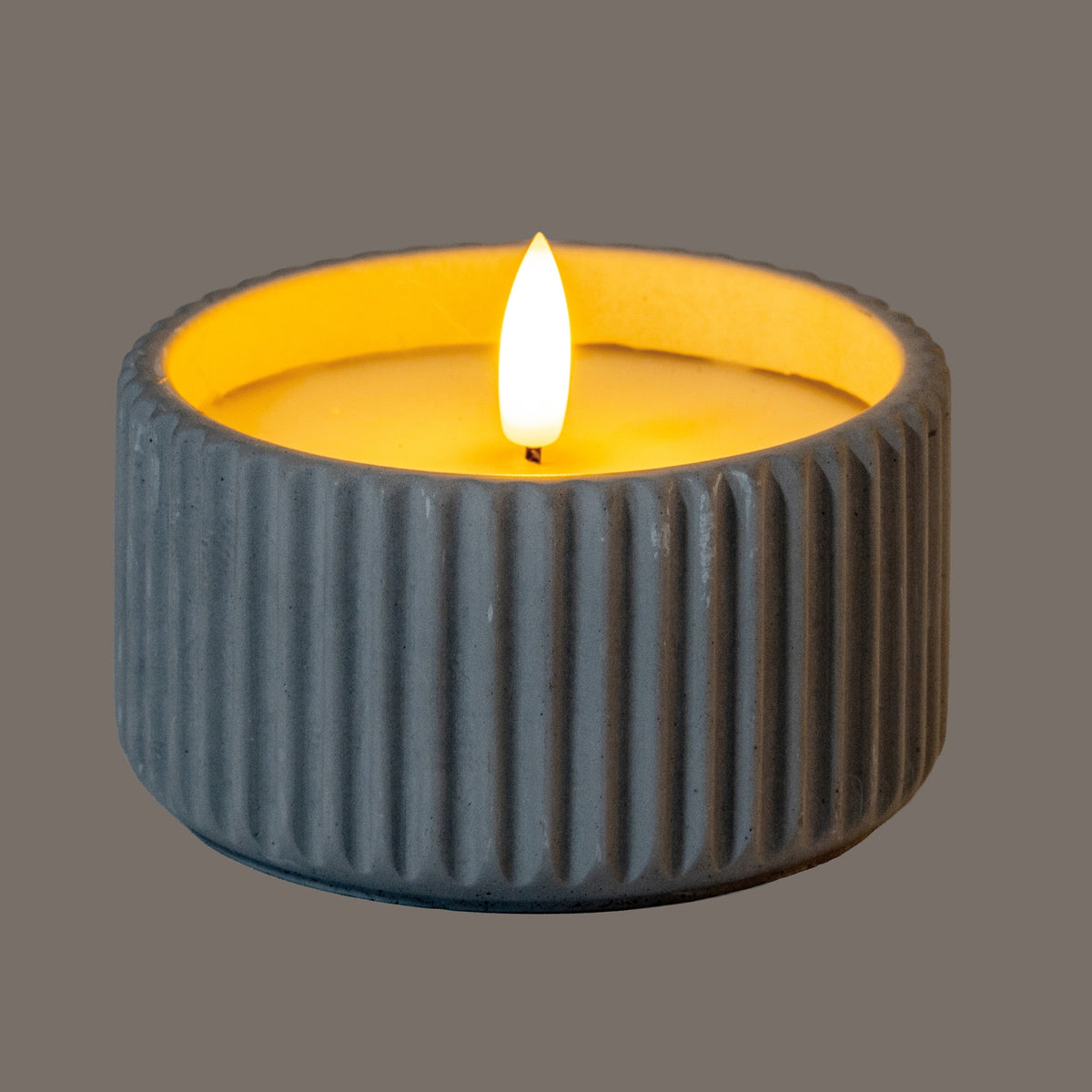 Luxe Collection Natural Glow Chalk Ribbed Small Led Candle – alternate view 2