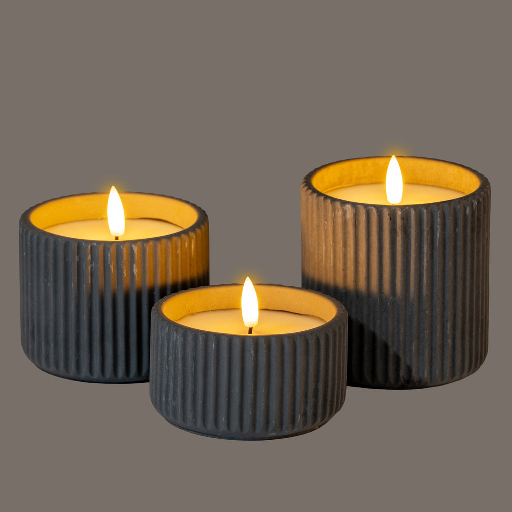 Luxe Collection Natural Glow Chalk Ribbed Small Led Candle – alternate view 4