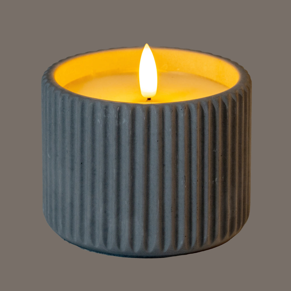 Luxe Collection Natural Glow Chalk Ribbed Medium Led Candle – alternate view 2