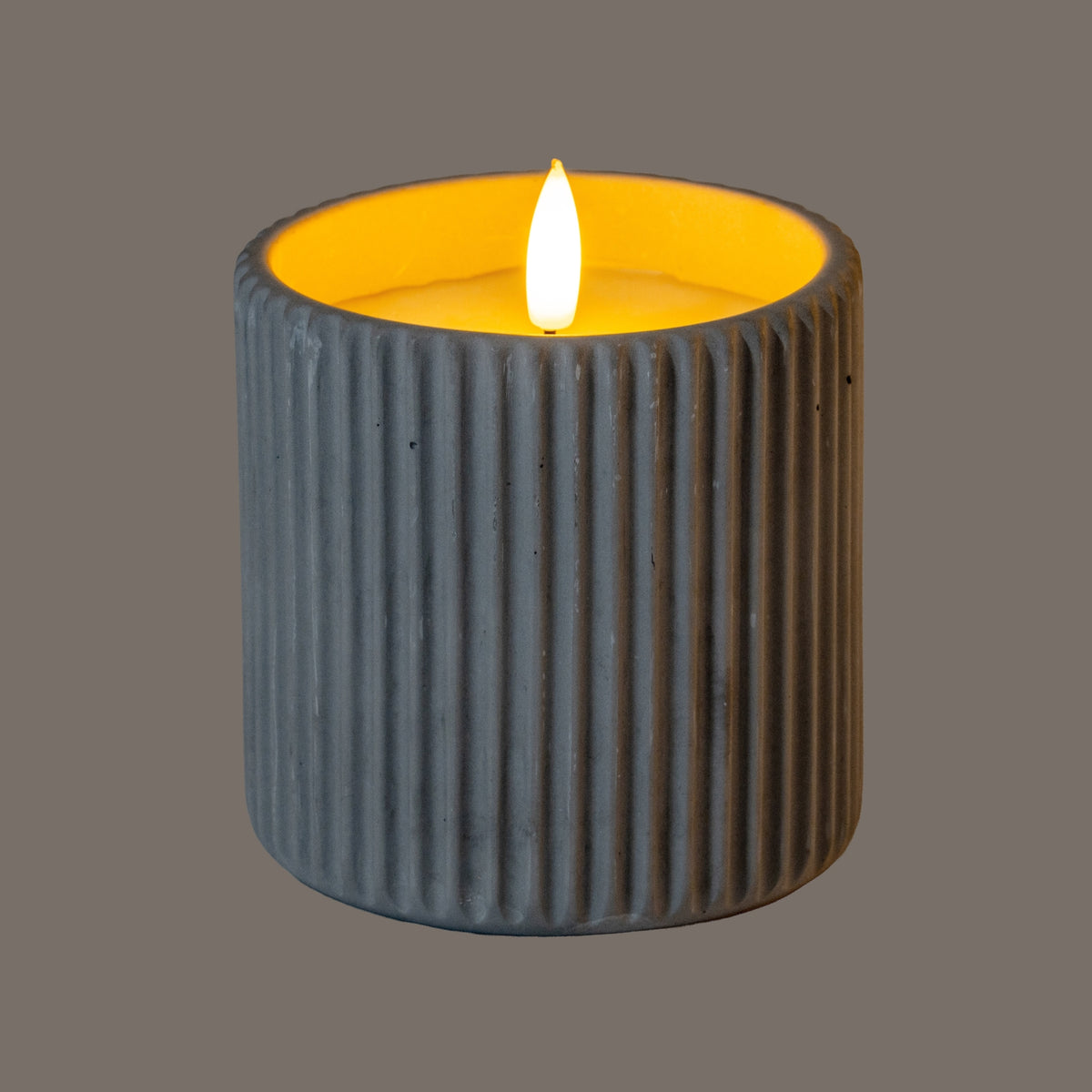 Luxe Collection Natural Glow Chalk Ribbed Large Led Candle – alternate view 2
