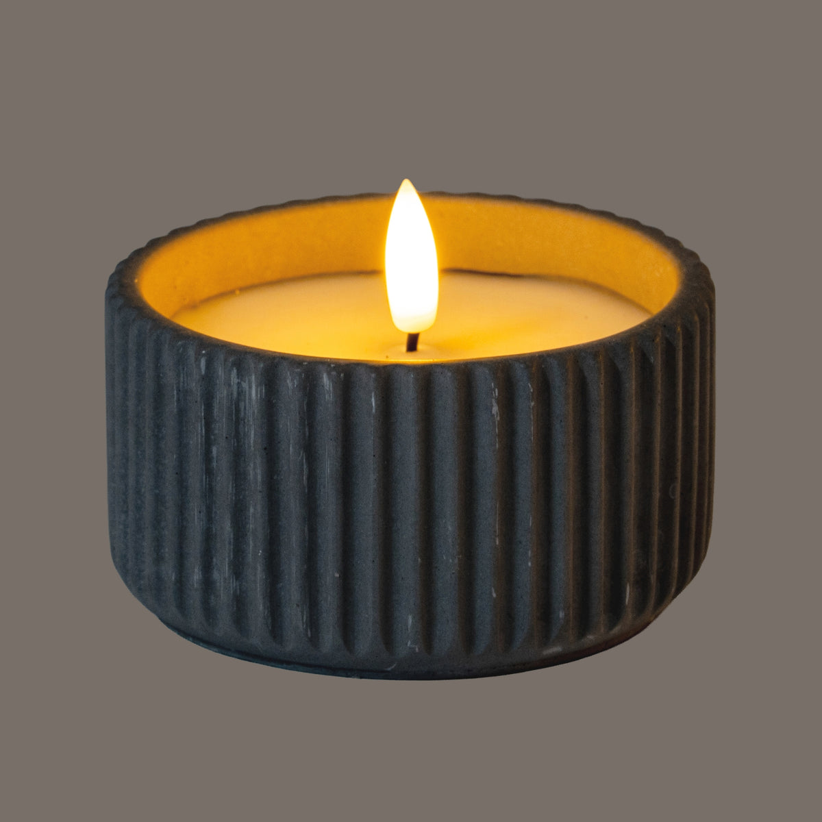 Luxe Collection Natural Glow Ribbed Small Led Candle – alternate view 2
