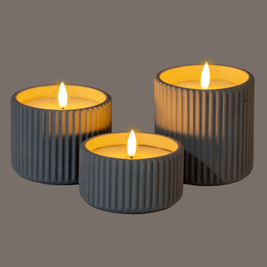 Luxe Collection Natural Glow Ribbed Small Led Candle – alternate view 4