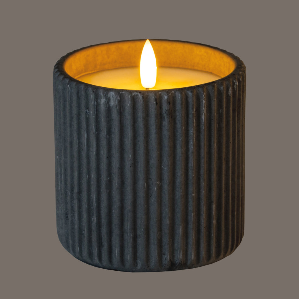 Luxe Collection Natural Glow Grey Ribbed Large Led Candle – alternate view 2
