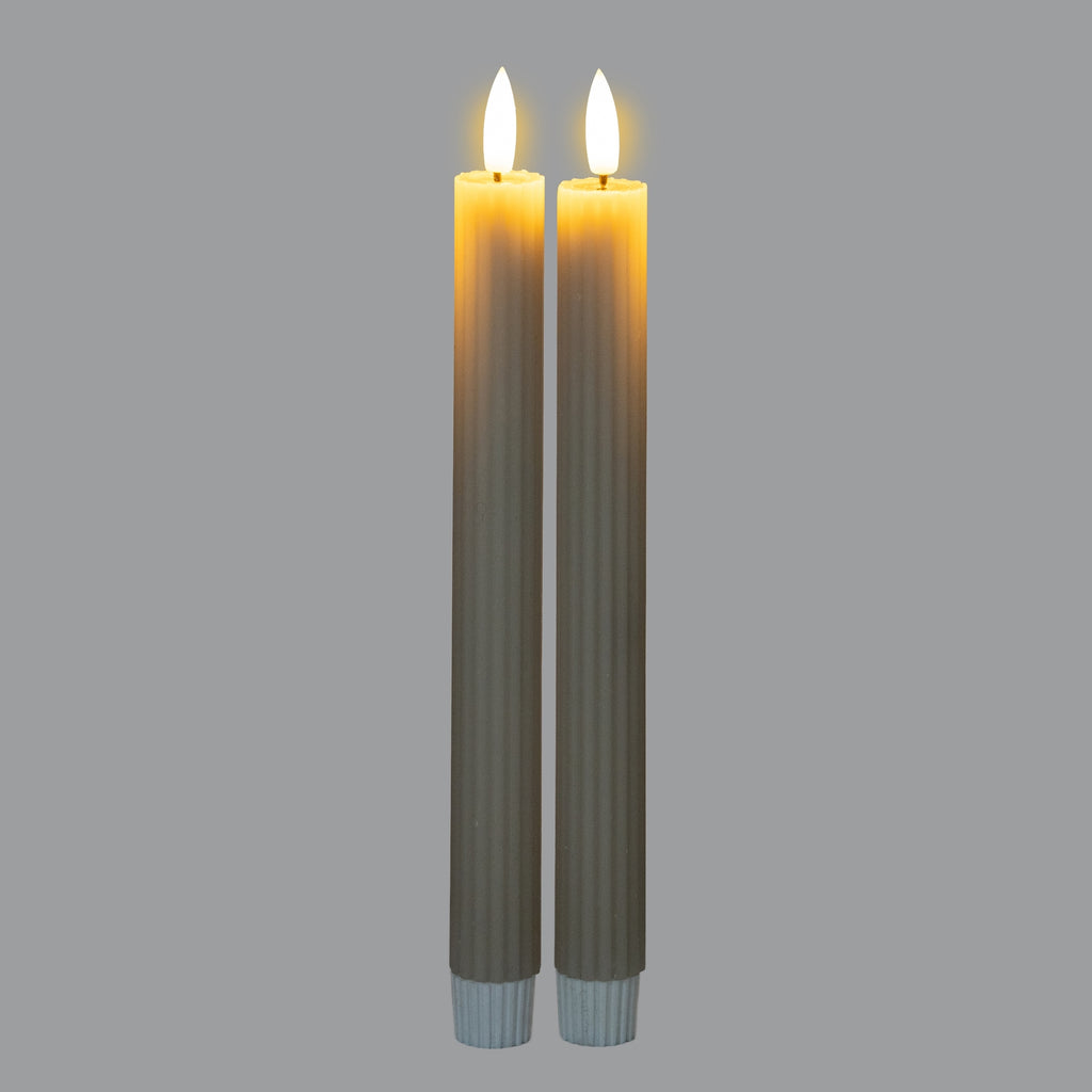 Luxe Collection Natural Glow Taupe Ribbed Taper Candles – alternate view 2
