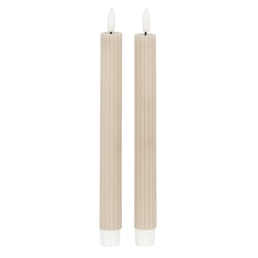 Luxe Collection Natural Glow Taupe Ribbed Taper Candles