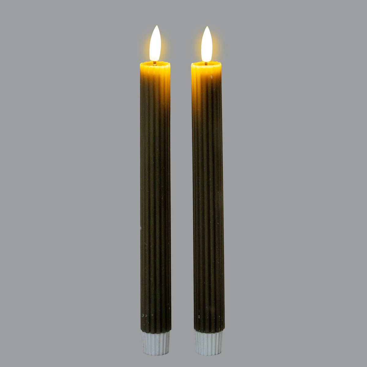 Luxe Collection Natural Glow Grey Ribbed Taper Candles – alternate view 2