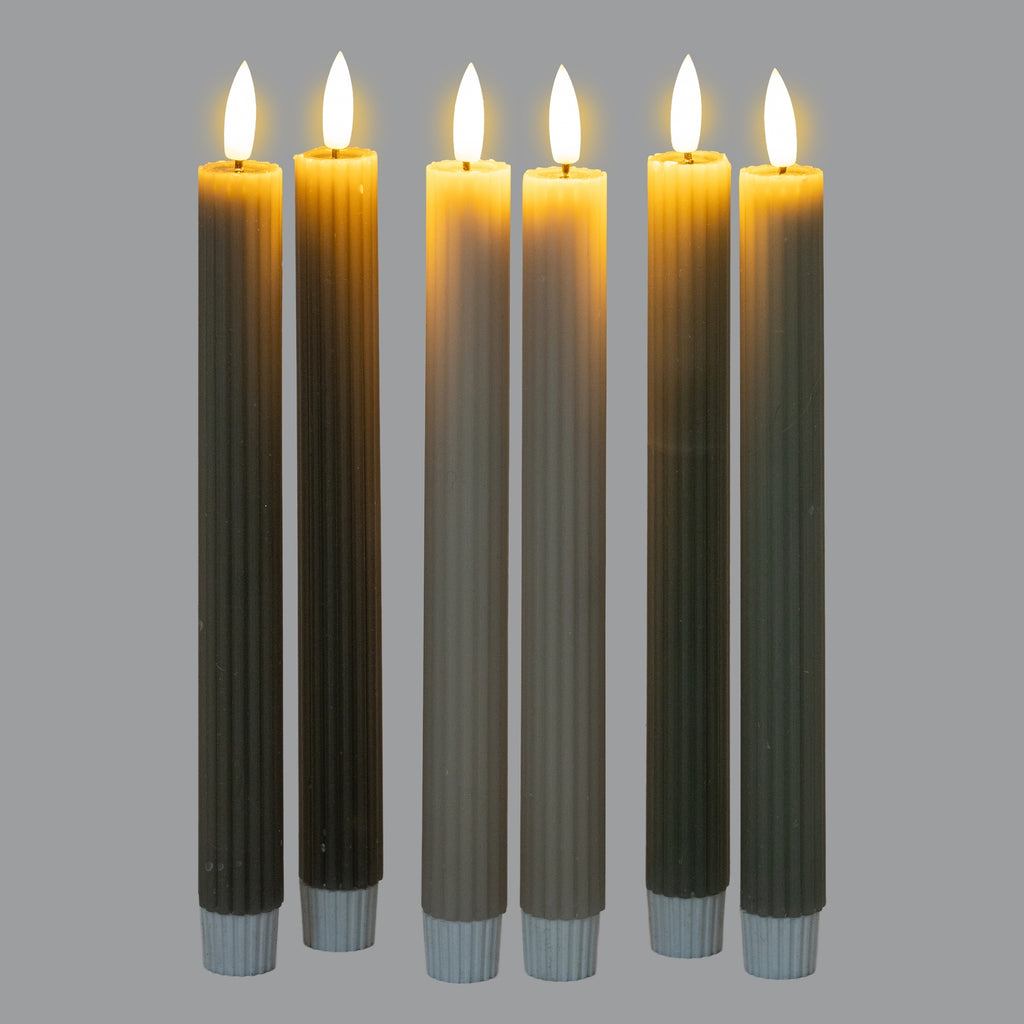 Luxe Collection Natural Glow Grey Ribbed Taper Candles – alternate view 4