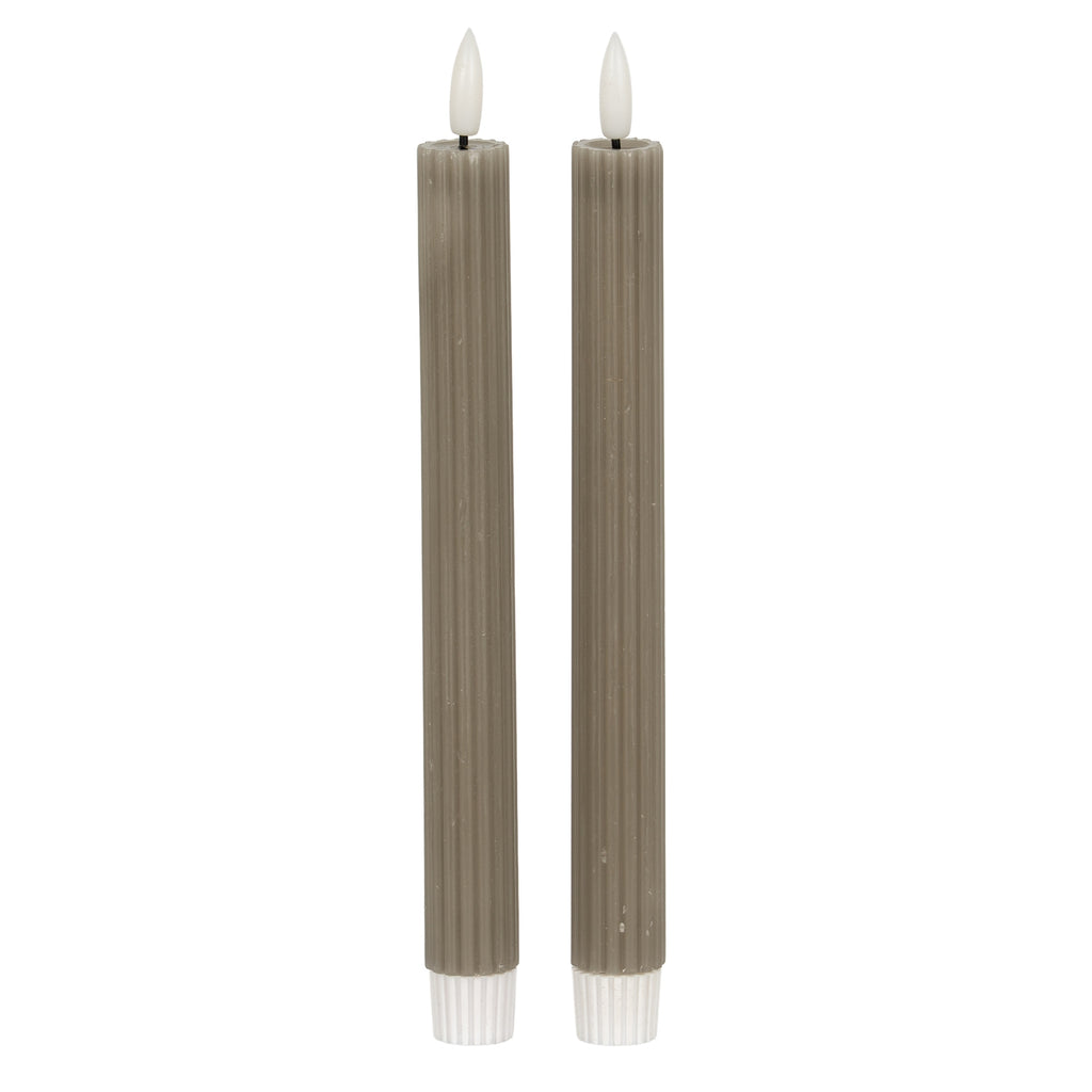 Luxe Collection Natural Glow Grey Ribbed Taper Candles