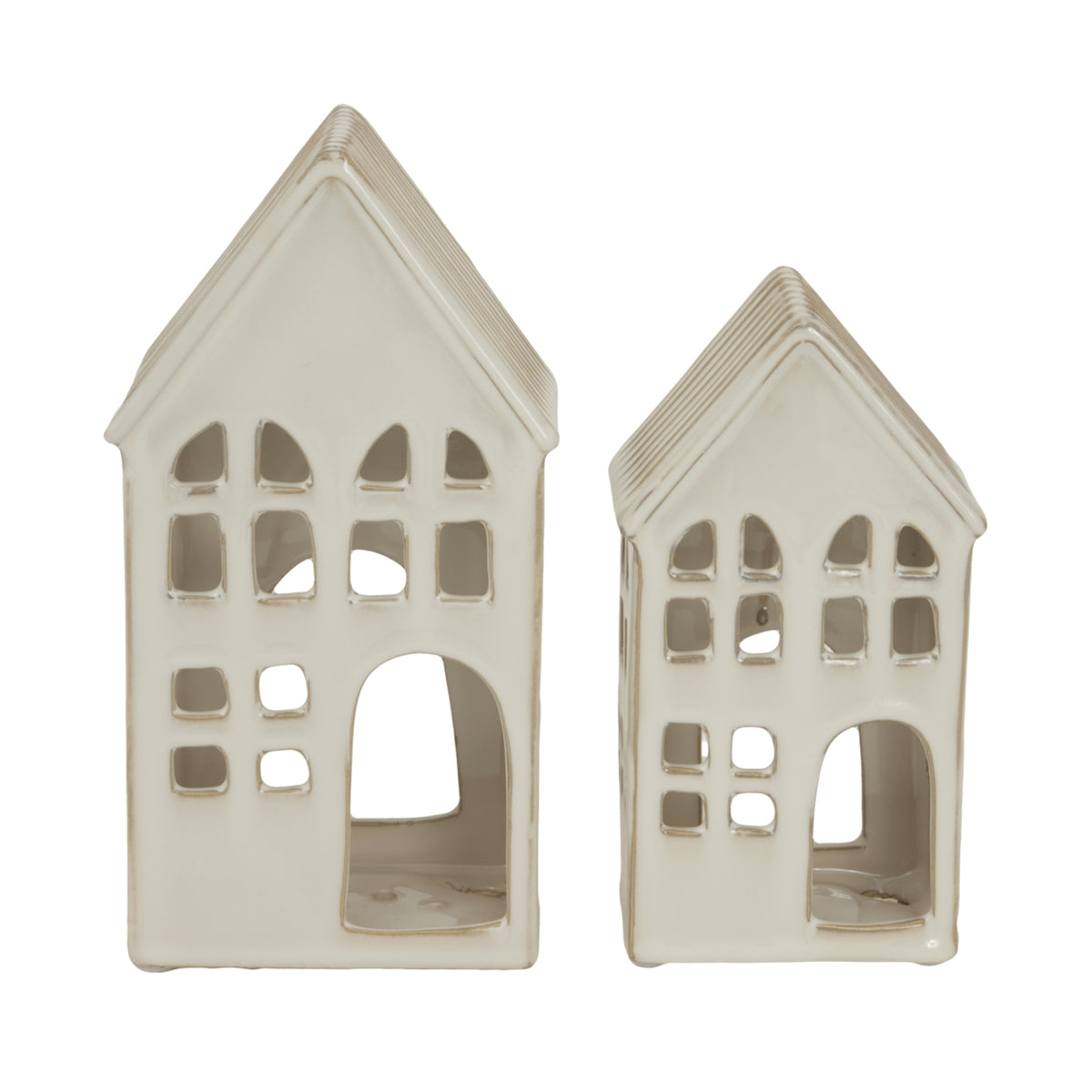 Large White Ceramic House Tea Light Holder – alternate view 3