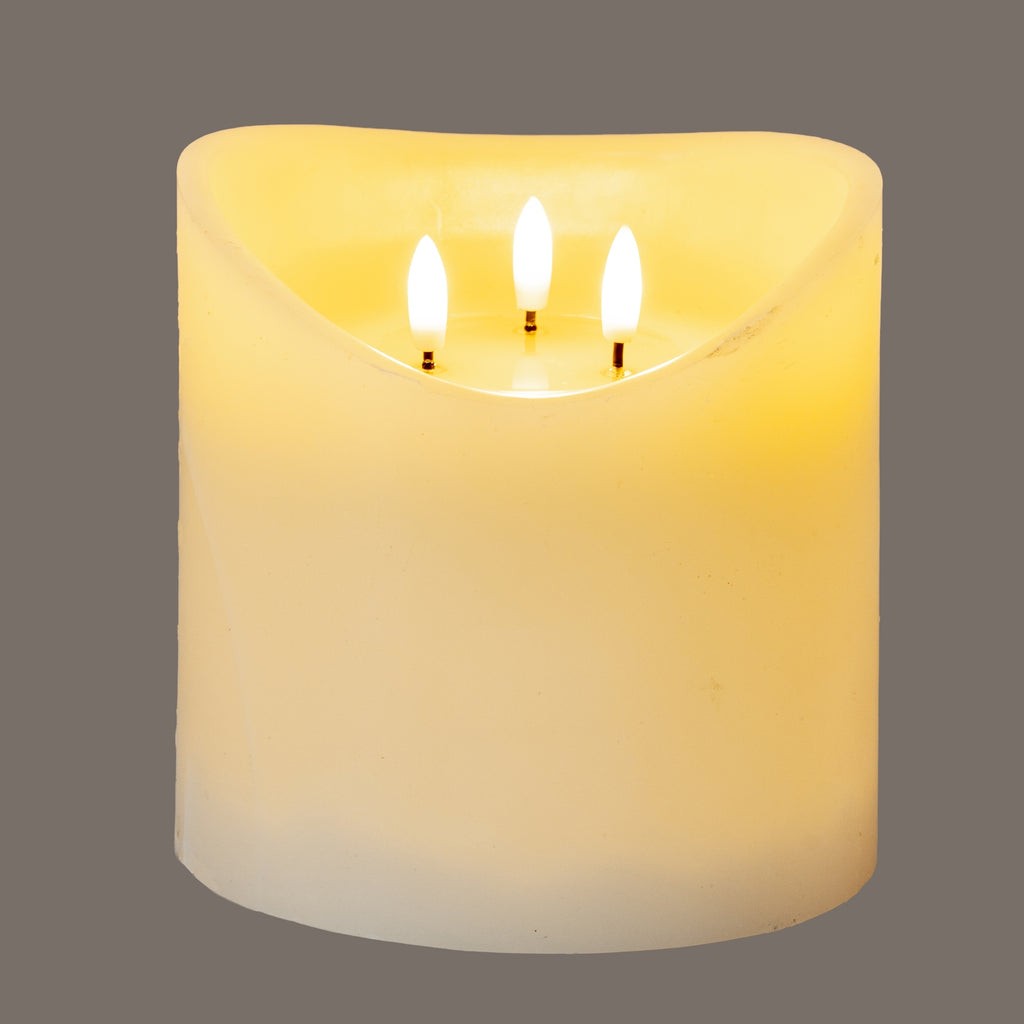 Luxe Collection Natural Glow 6x6 Cream Melted LED Candle – alternate view 2