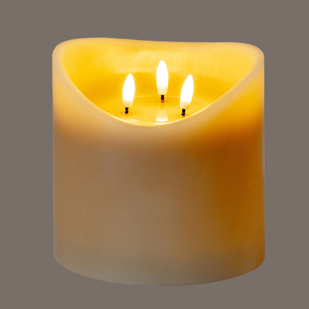 Luxe Collection Natural Glow 6x6 Taupe Melted LED Candle – alternate view 2