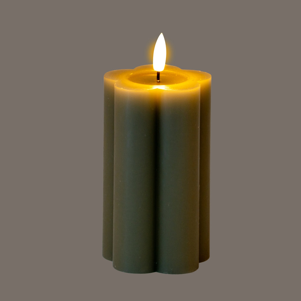 Luxe Collection Natural Glow 2.75x5 Grey Pillar LED Candle – alternate view 2