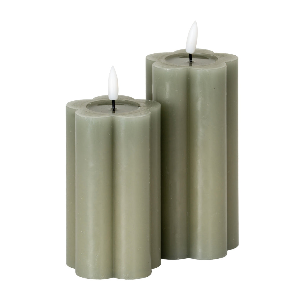 Luxe Collection Natural Glow 2.75x5 Grey Pillar LED Candle – alternate view 3