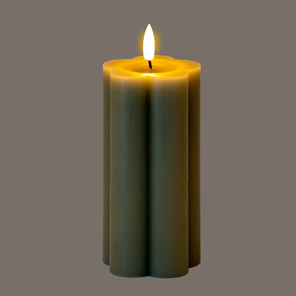Luxe Collection Natural Glow 2.75x6 Grey Pillar LED Candle – alternate view 2