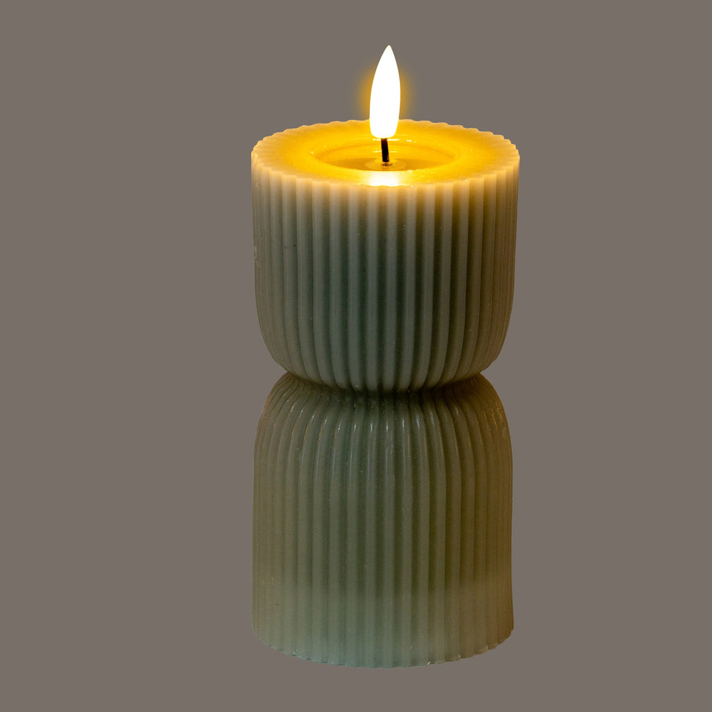Luxe Collection Natural Glow 2.75x6 Grey Carved LED Candle – alternate view 2