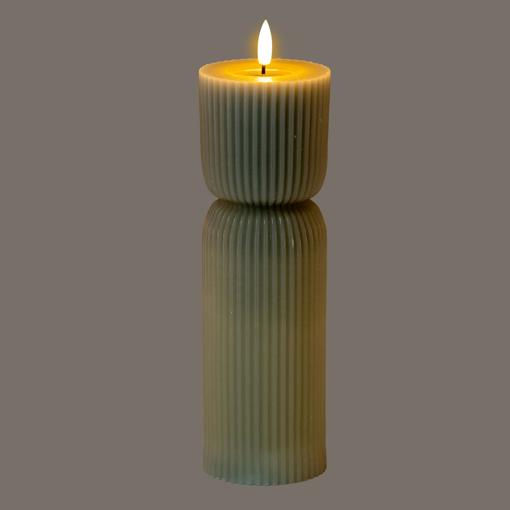 Luxe Collection Natural Glow 2.75x10 Grey Carved LED Candle – alternate view 2