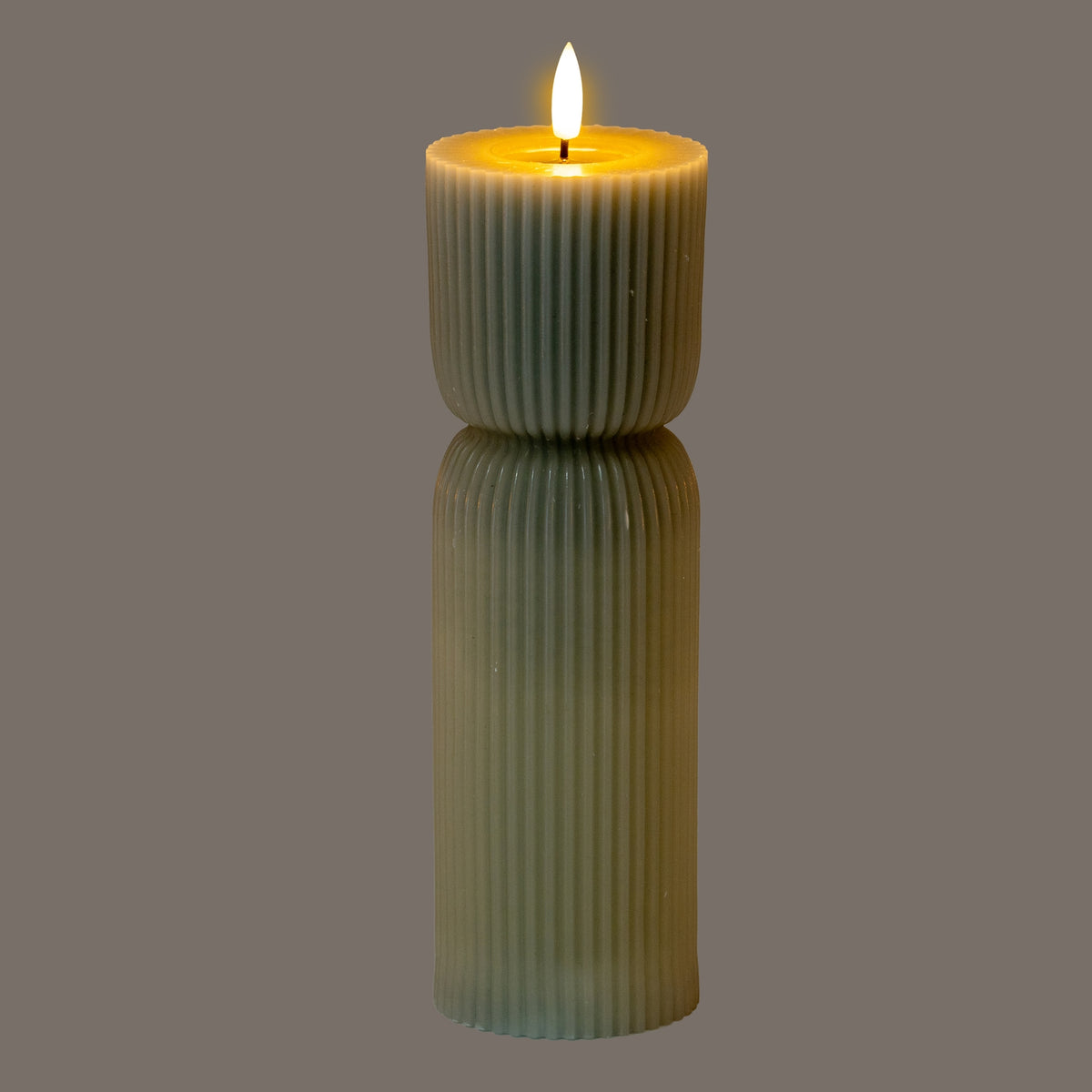 Luxe Collection Natural Glow 2.75x10 Grey Carved LED Candle – alternate view 2