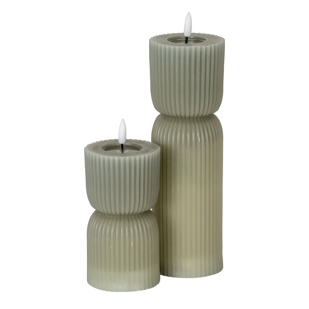 Luxe Collection Natural Glow 2.75x10 Grey Carved LED Candle – alternate view 3