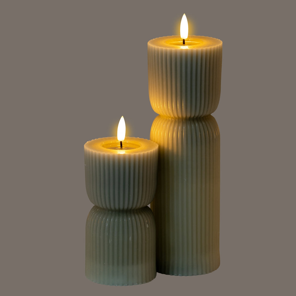 Luxe Collection Natural Glow 2.75x10 Grey Carved LED Candle – alternate view 4
