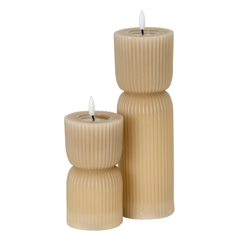 Luxe Collection Natural Glow 2.75x10 Stone Carved LED Candle – alternate view 3
