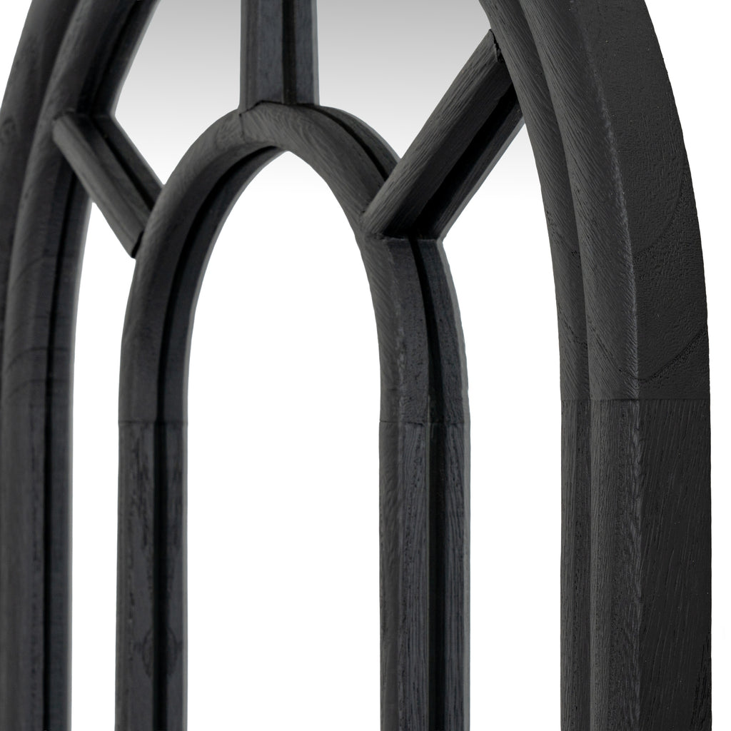 Black Wood Tall Arched Window Mirror – alternate view 2