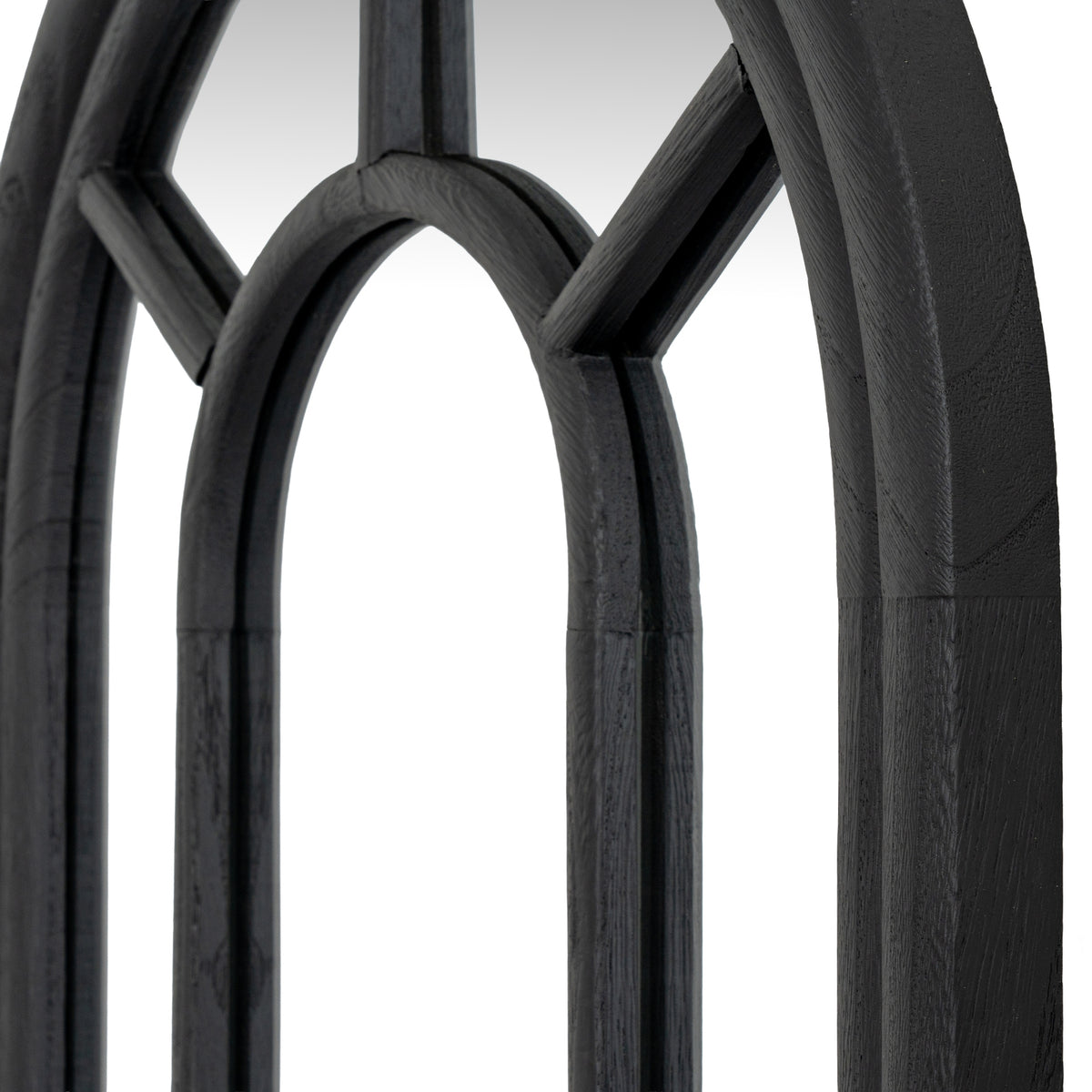 Black Wood Tall Arched Window Mirror – alternate view 2
