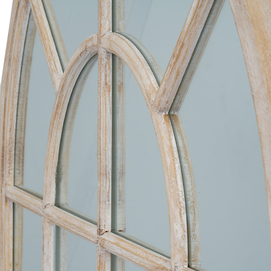 Washed Wood Arched Window Mirror – alternate view 2