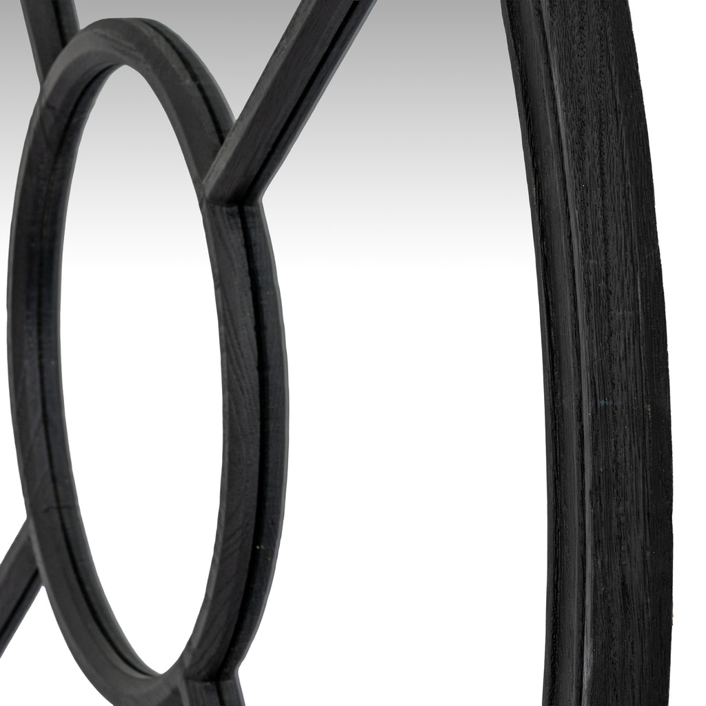Black Wood Round Window Mirror – alternate view 2