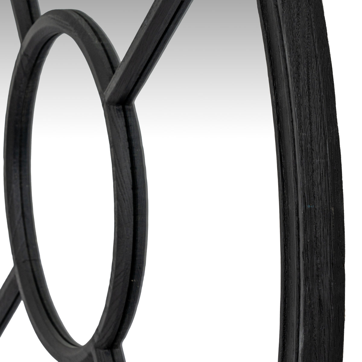 Black Wood Round Window Mirror – alternate view 2