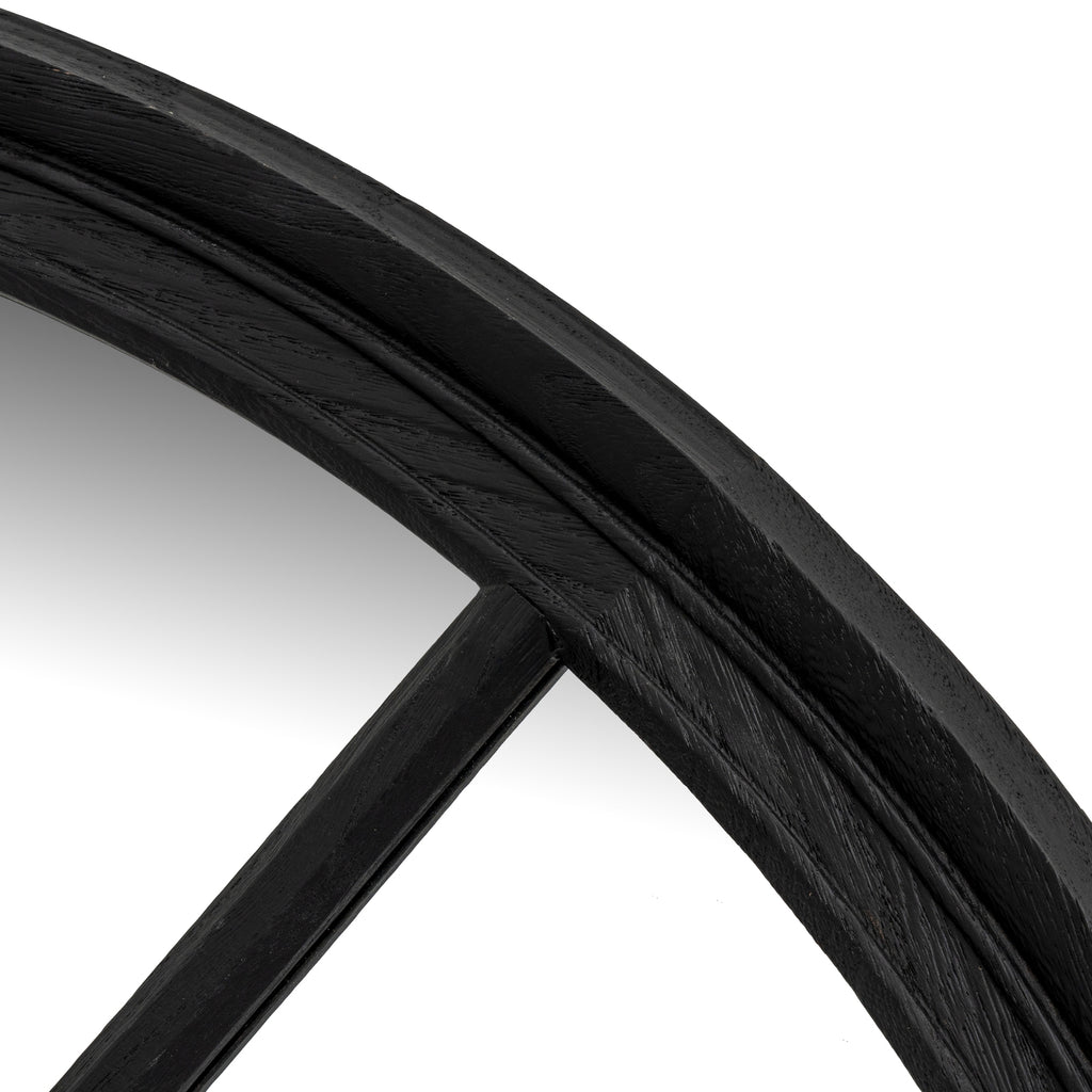 Black Wood Round Window Mirror – alternate view 3