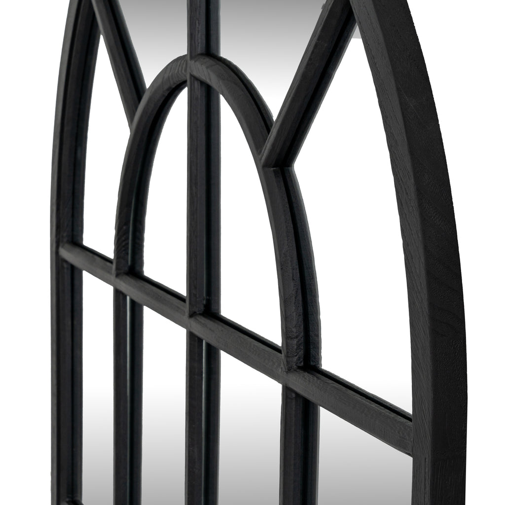 Black Wood Arched Window Mirror – alternate view 2