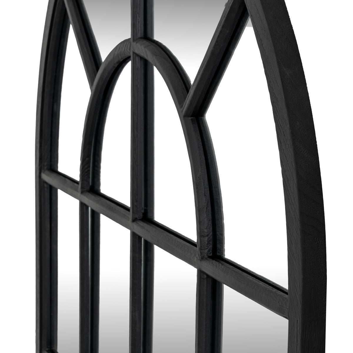 Black Wood Arched Window Mirror – alternate view 2