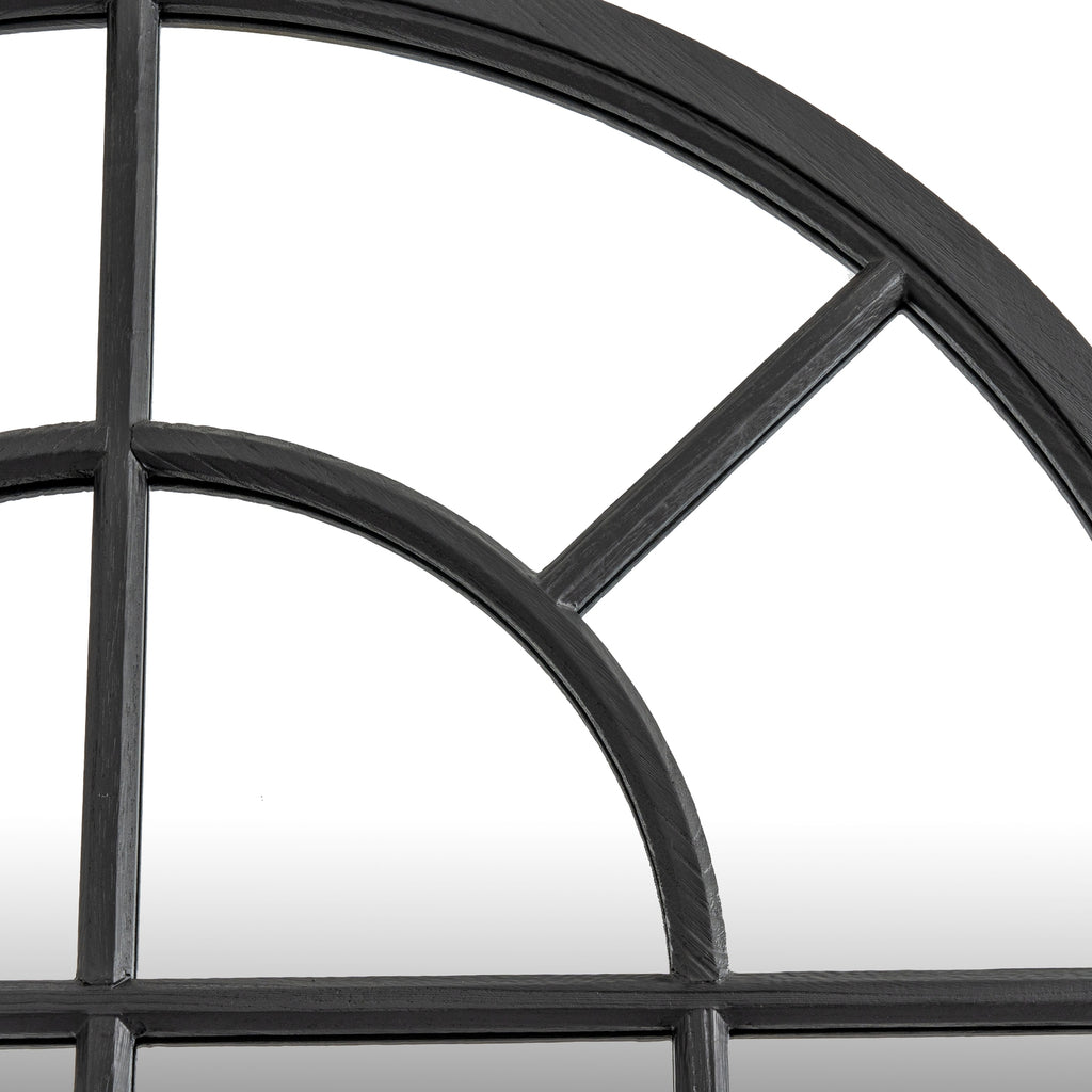 Black Wood Arched Window Mirror – alternate view 3