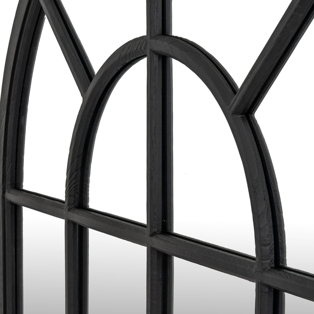 Black Wood Arched Window Mirror – alternate view 4