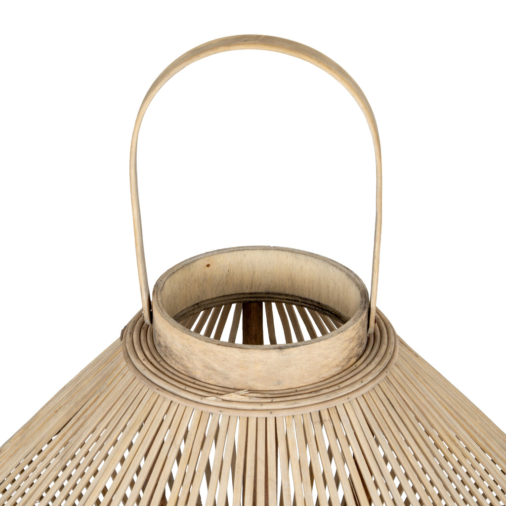 Cone Wicker Lantern With Glass Holder – alternate view 3