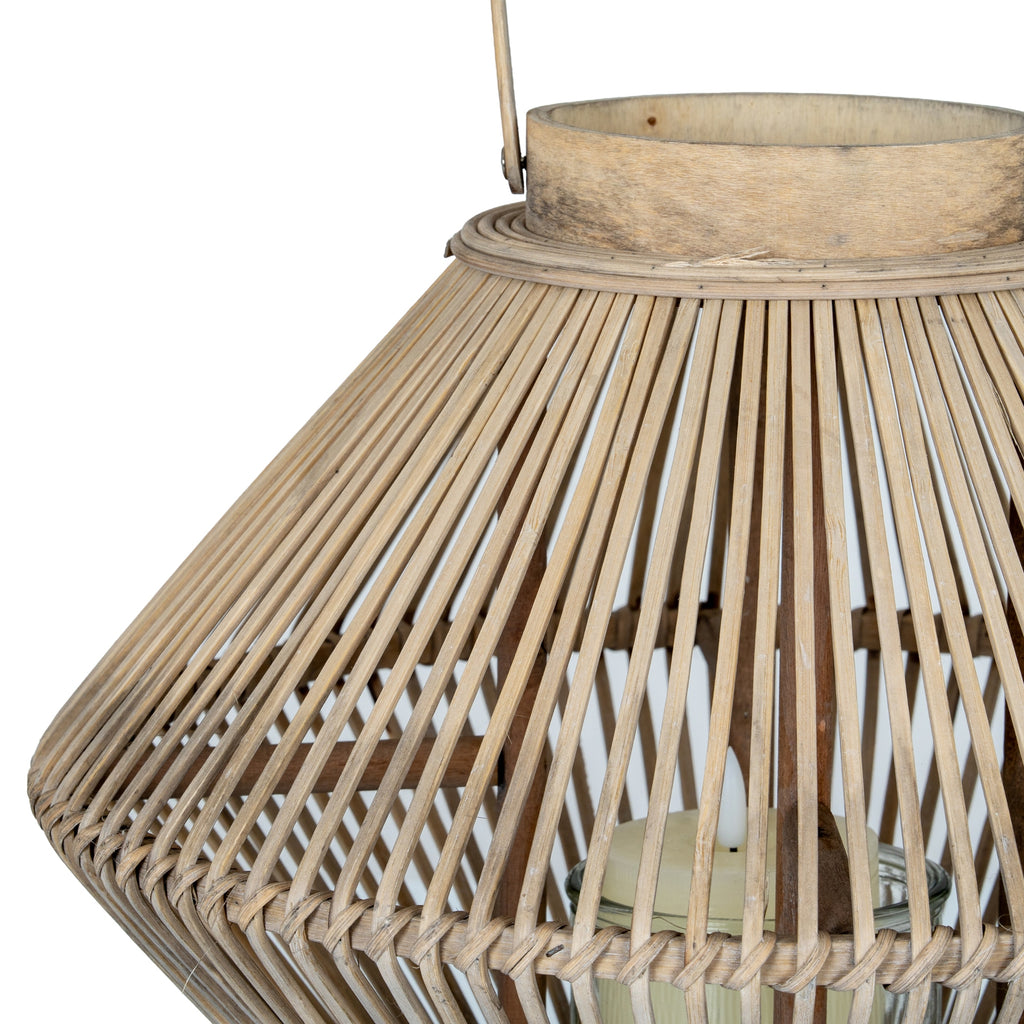Cone Wicker Lantern With Glass Holder – alternate view 4