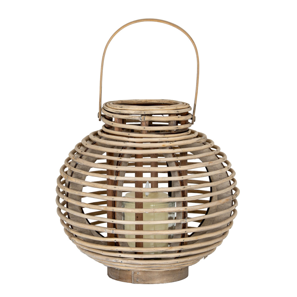 Large Round Willow Lantern With Glass Holder – alternate view 2