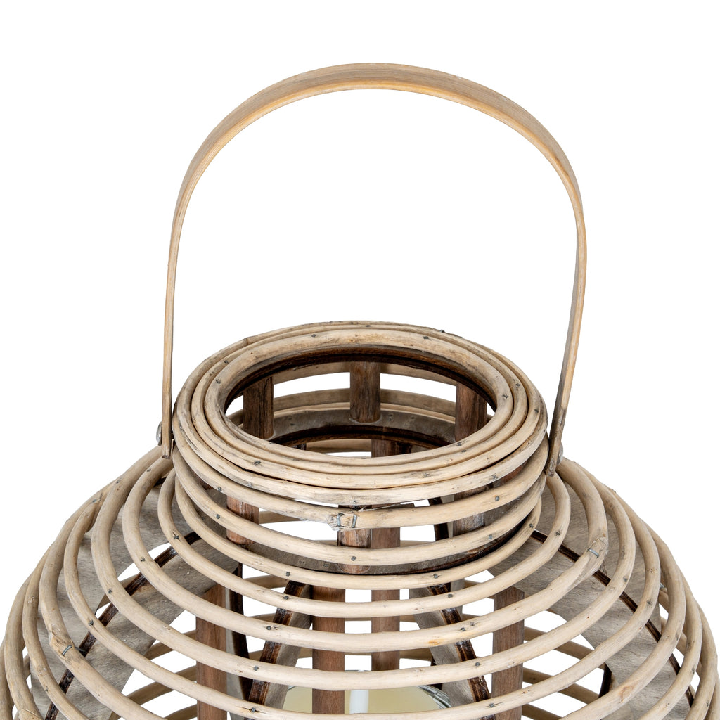 Large Round Willow Lantern With Glass Holder – alternate view 3