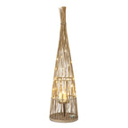 Large Conical Wicker Lantern With Glass Holder & LED Lights – alternate view 2