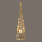 Large Conical Wicker Lantern With Glass Holder & LED Lights – alternate view 4