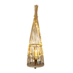 Medium Conical Wicker Lantern With Glass Holder & LED Lights – alternate view 2