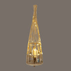 Medium Conical Wicker Lantern With Glass Holder & LED Lights – alternate view 4
