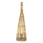 Small Conical Wicker Lantern With Glass Holder & LED Lights – alternate view 2