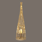 Small Conical Wicker Lantern With Glass Holder & LED Lights – alternate view 4
