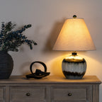 Midnight Shadows Squat Table Lamp With Linen Shade – alternate view 2