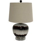 Sepia Shadows Squat Table Lamp With Linen Shade