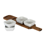 Acacia Serving Board Including Four Ceramic Serving Bowls – alternate view 3