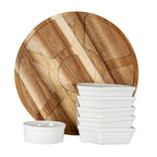 Acacia Lazy Susan Including Ceramic Serving Bowls – alternate view 5